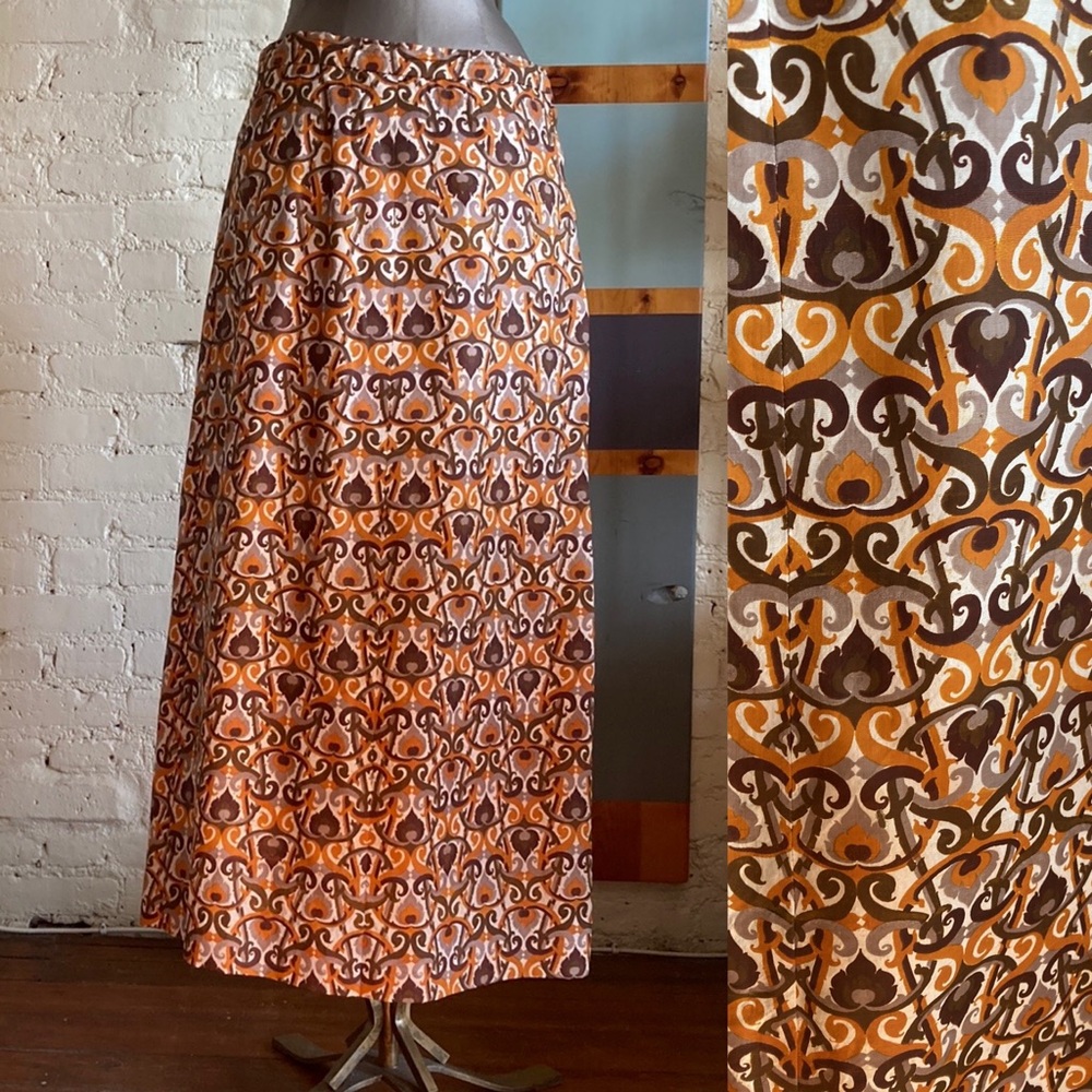 Vintage 60s 70s paisley maxi skirt size M/L